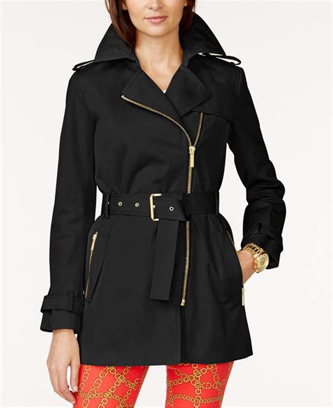 michael michael kors belted front zip trench coat|michael kors trench coat nordstrom.